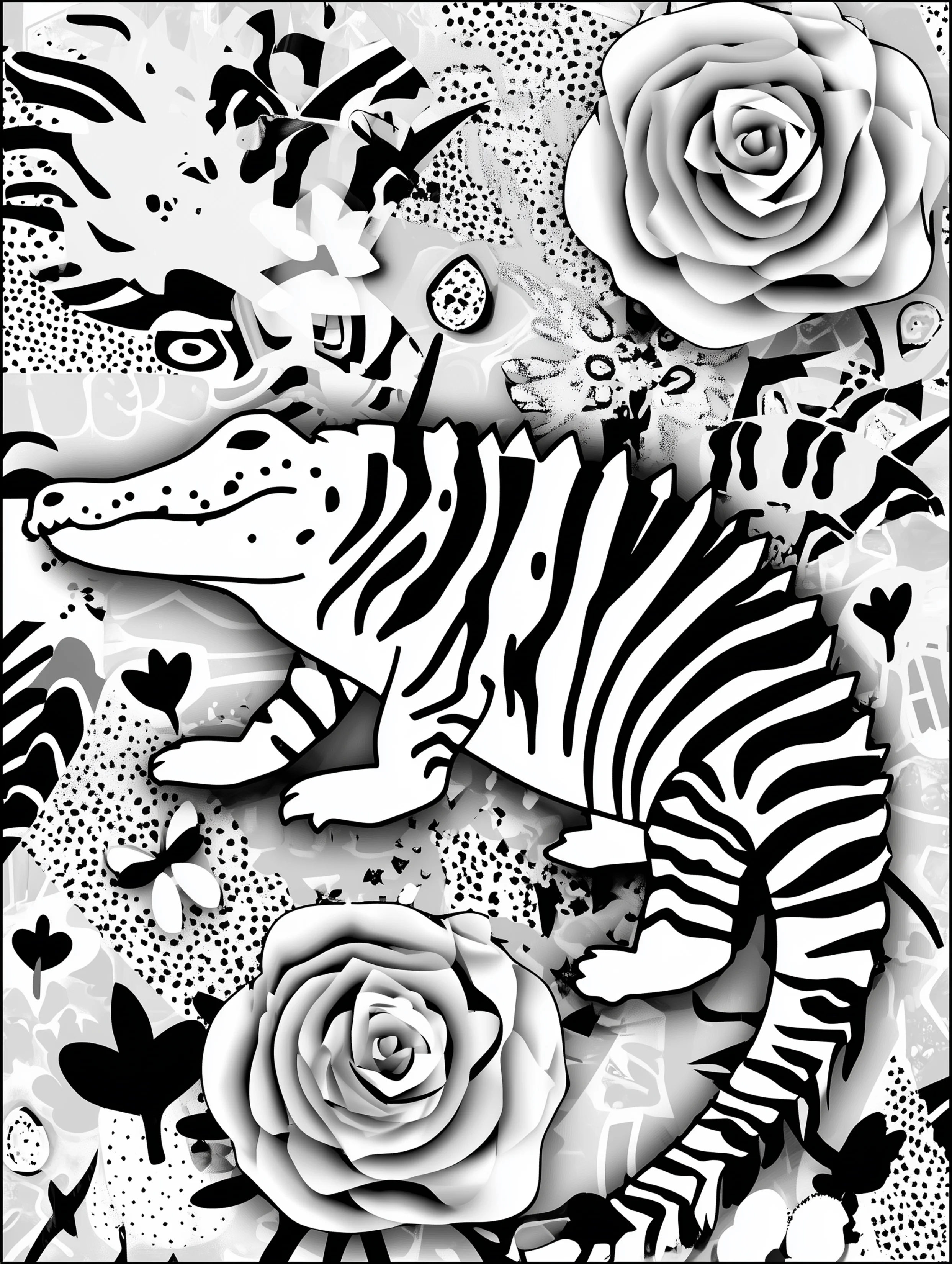 Free printable zoo coloring sheet featuring a crocodile